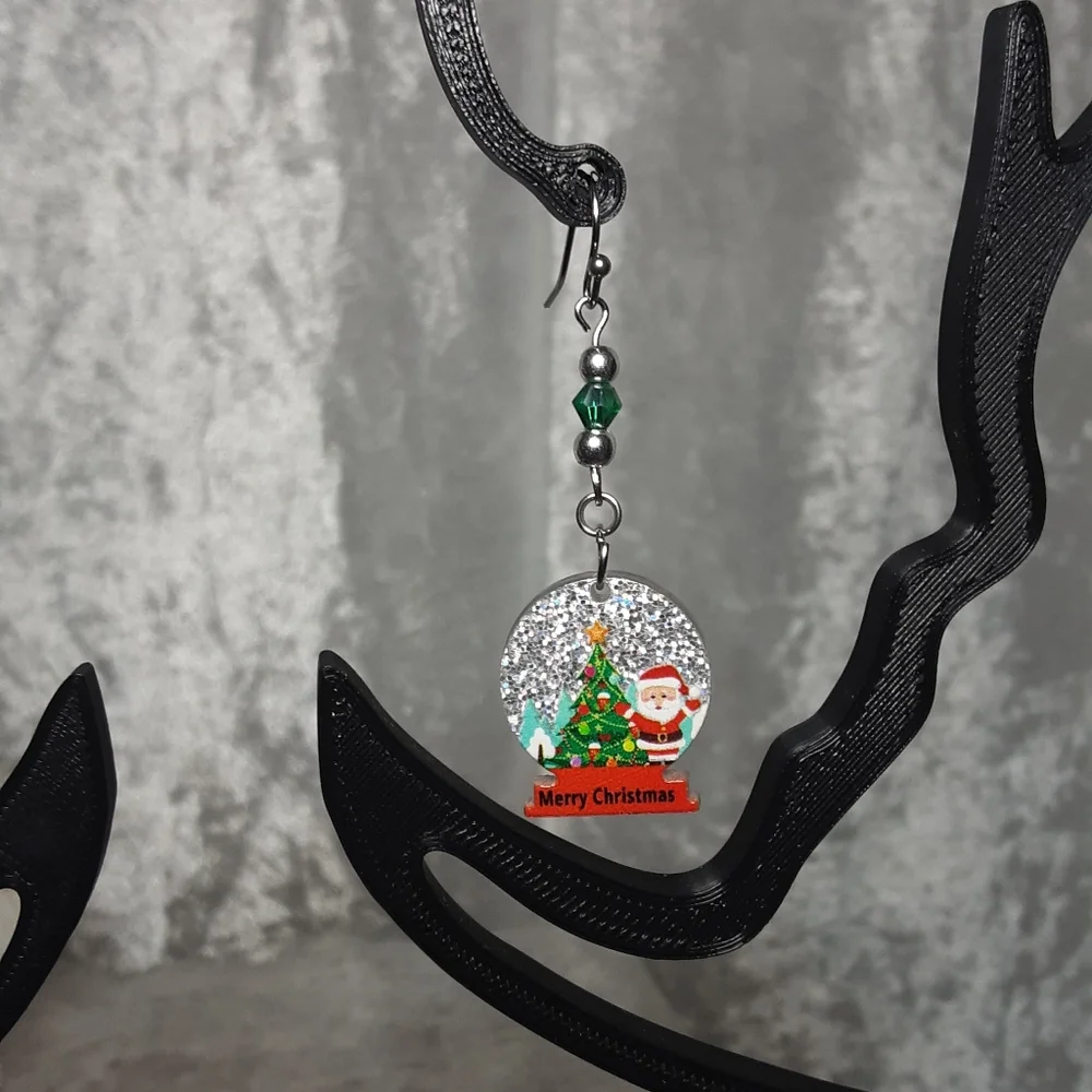 Handmade Snowglobe Christmas Earrings 2.5